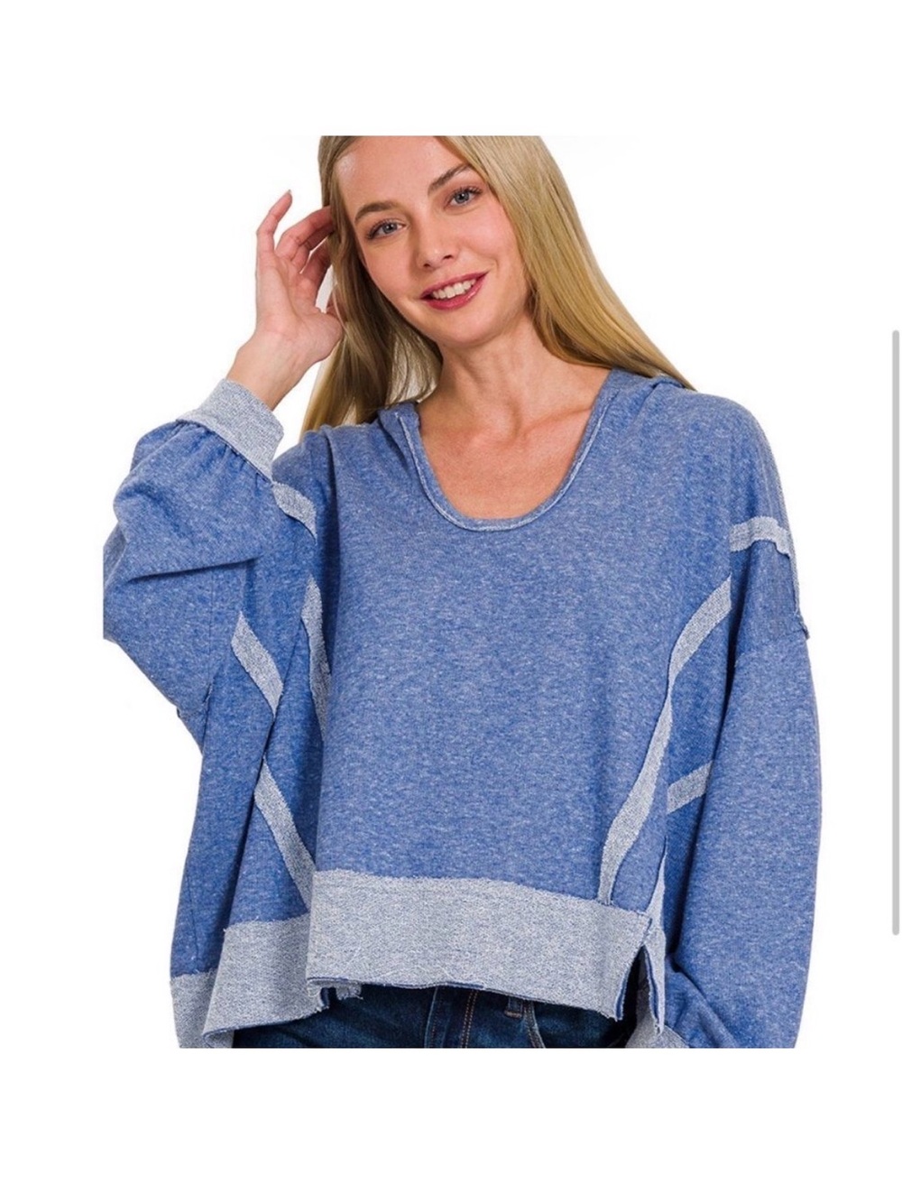 Zenana Outfitters BLUE Hoodie Size L/XL NEW